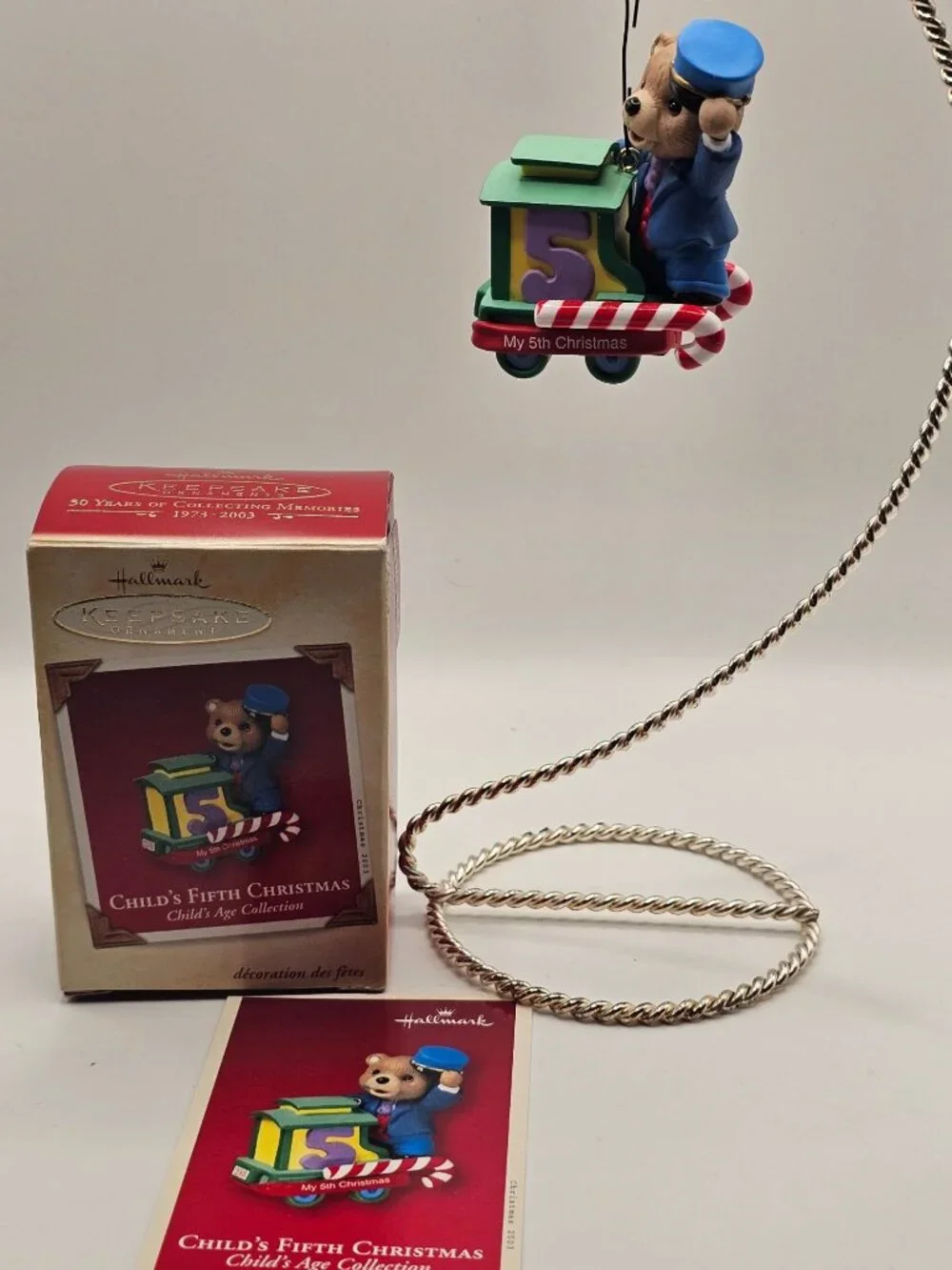 Hallmark Keepsake Childs Fifth Christmas Ornament 2003 Bear Train Age Collection